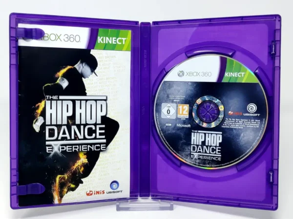 Interior del juego The Hip Hop Dance Experience (ESP) para XBOX 360 con disco y manual