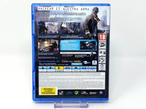 Parte trasera de Watch Dogs (ESP) (v2) para PlayStation 4, edición PAL España