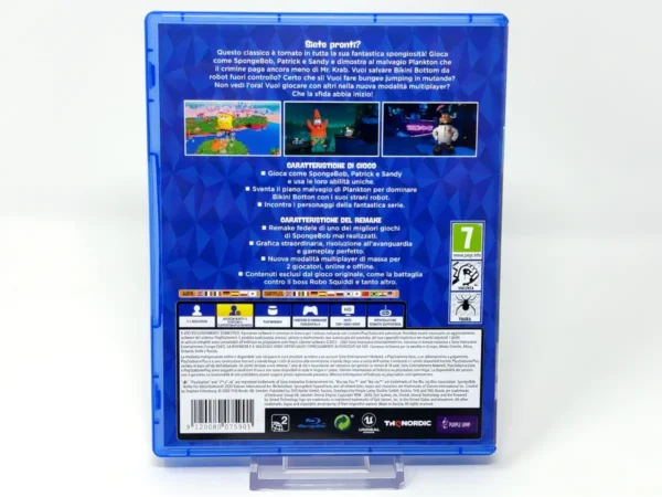 Parte trasera de SpongeBob SquarePants: Battle for Bikini Bottom - Rehydrated (ITA) para PlayStation 4, edición PAL Italia