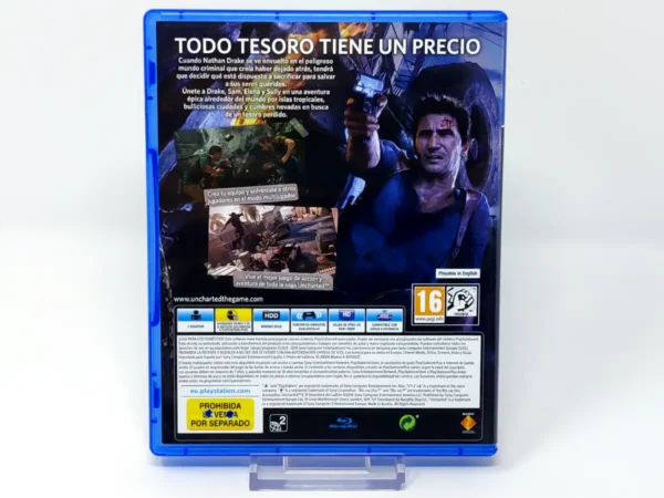 Parte trasera de Uncharted 4: El Desenlace del Ladrón (ESP) (v2) (Rebajado) para PlayStation 4, edición PAL España