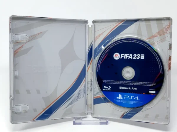 Interior del juego FIFA 23 (ESP) (Steelbook) para PlayStation 4 con disco y manual