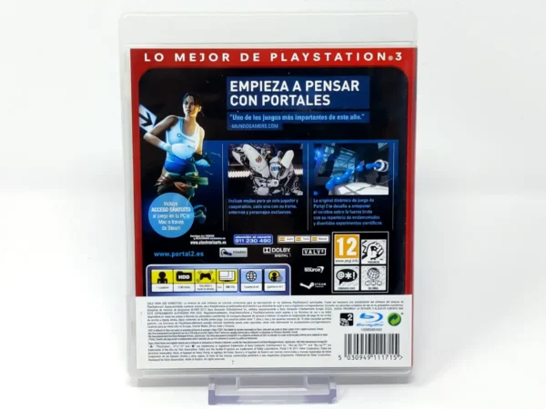 Parte trasera de Portal 2 (ESP) (Essentials) para PlayStation 3, edición PAL España