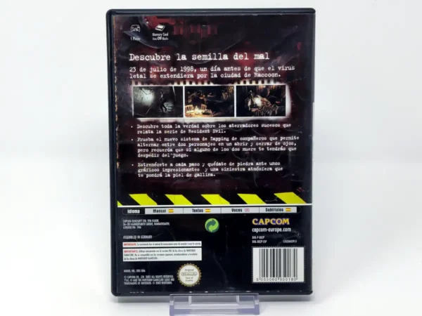Parte trasera de Resident Evil Zero (ESP) para Nintendo GameCube, edición PAL España
