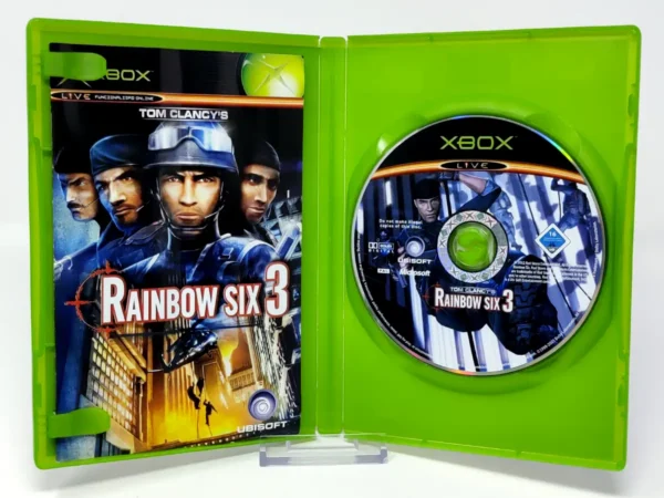 Interior del juego Tom Clancy's Rainbow Six 3 (ESP) (v2) para XBOX con disco y manual