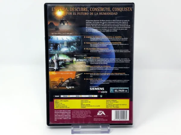 Parte trasera de Sid Meier's Alpha Centauri (ESP) para PC, edición PAL España