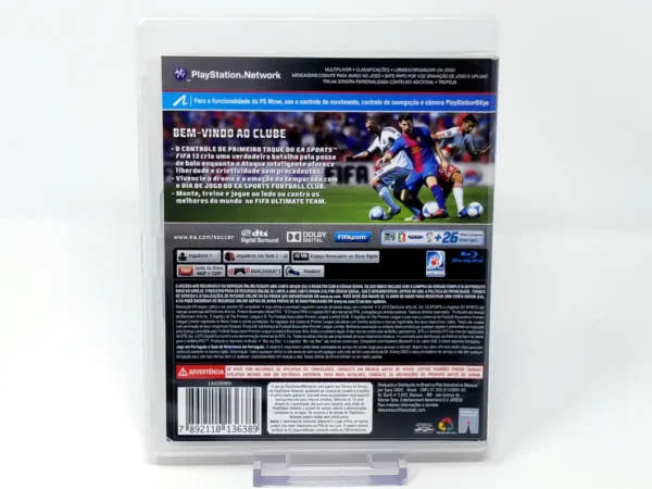 Parte trasera de FIFA 13 (BRA) para PlayStation 3, edición NTSC Brasil