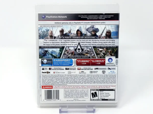 Parte trasera de Assassin’s Creed IV: Black Flag (USA) (Rebajado) para PlayStation 3, edición NTSC USA