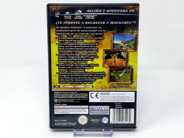 Parte trasera de Harry Potter y la Cámara Secreta (ESP) para Nintendo GameCube, edición PAL España