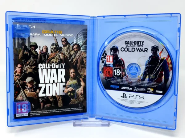 Interior del juego Call of Duty: Black Ops Cold War (ESP) para PlayStation 5 con disco y manual