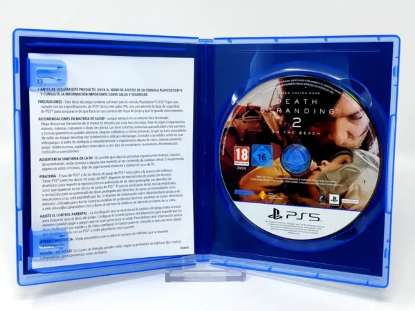 Interior del juego Death Stranding 2: On The Beach (ESP) para PlayStation 5 con disco y manual