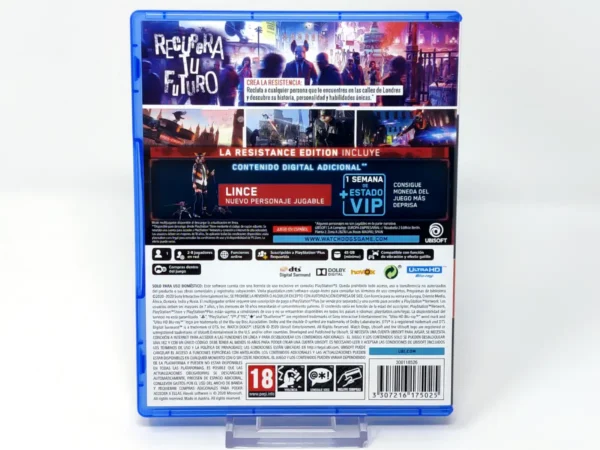 Parte trasera de Watch Dogs: Legion (Resistance Edition) (ESP) para PlayStation 4, edición PAL España