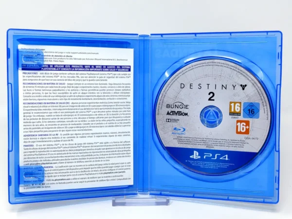 Interior del juego Destiny 2 (ESP) (v2) para PlayStation 4 con disco y manual