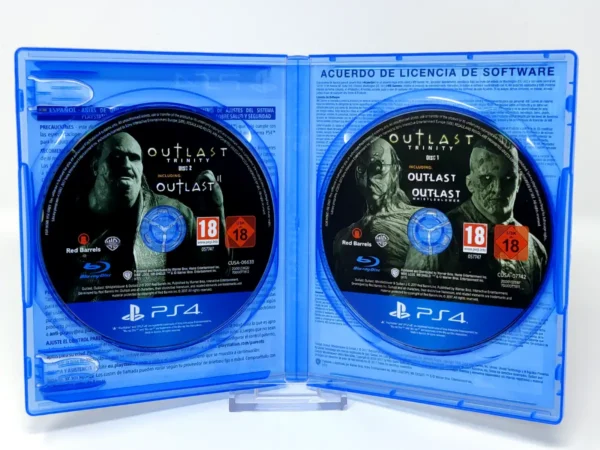 Interior del juego Outlast: Trinity (ESP) para PlayStation 4 con disco y manual