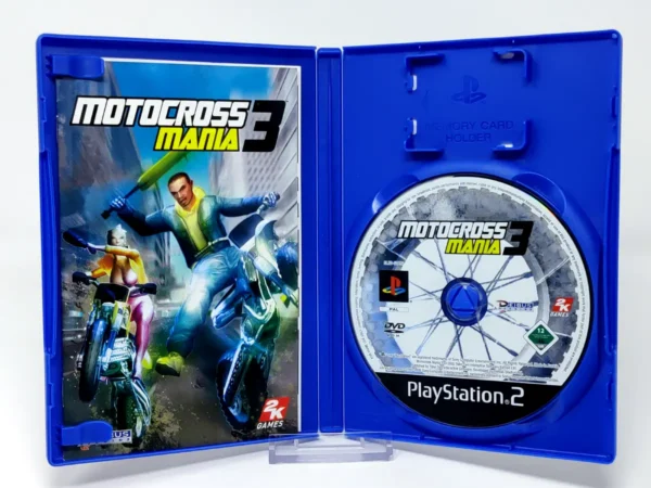 Interior del juego Motocross Mania 3 (ESP) para PlayStation 2 con disco y manual