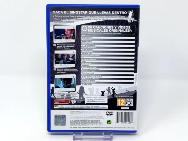 Parte trasera de SingStar Mecano (ESP) para PlayStation 2, edición PAL España