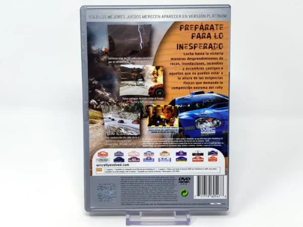Parte trasera de WRC: Rally Evolved (ESP) (Platinum) para PlayStation 2, edición PAL España