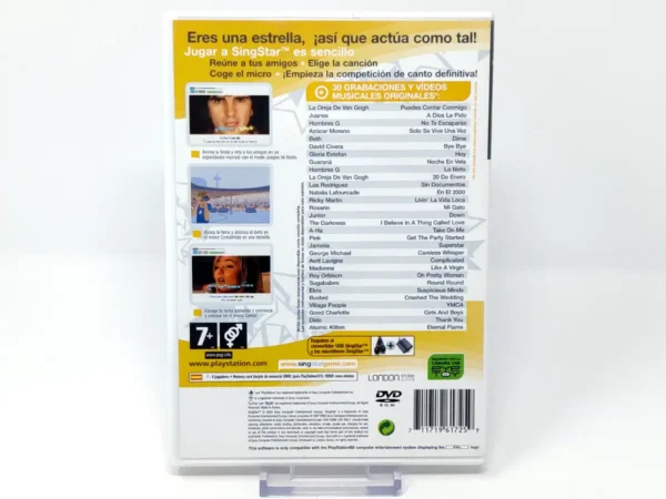 Parte trasera de SingStar (ESP) (v1) para PlayStation 2, edición PAL España