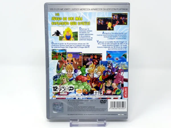 Parte trasera de Dragon Ball Z: Budokai Tenkaichi 2 (ESP) (Platinum) para PlayStation 2, edición PAL España