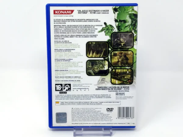 Parte trasera de Metal Gear Solid 3: Snake Eater (ESP) (Rebajado) para PlayStation 2, edición PAL España