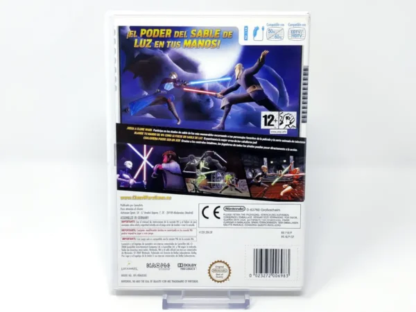 Parte trasera de Star Wars: The Clone Wars - Duelos de Sables de Luz (ESP) para Nintendo Wii, edición PAL España
