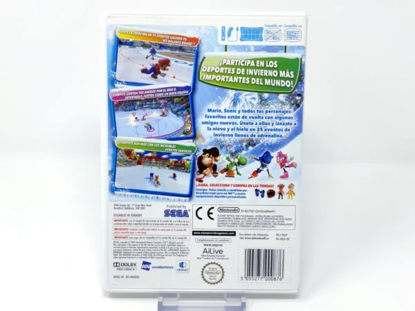 Parte trasera de Mario & Sonic en los Juegos Olímpicos De Invierno (ESP) para Nintendo Wii, edición PAL España