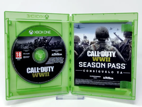 Interior del juego Call of Duty: WWII (ESP) para XBOX One con disco y manual