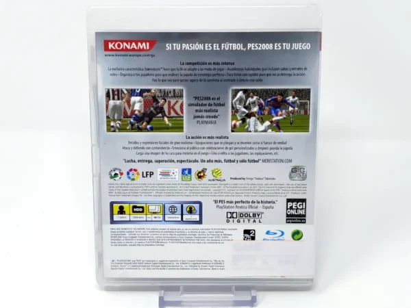 Parte trasera de PES 2008: Pro Evolution Soccer (ESP) (Rebajado) para PlayStation 3, edición PAL España