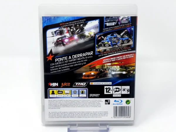 Parte trasera de Juiced 2: Hot Import Nights (ESP) para PlayStation 3, edición PAL España
