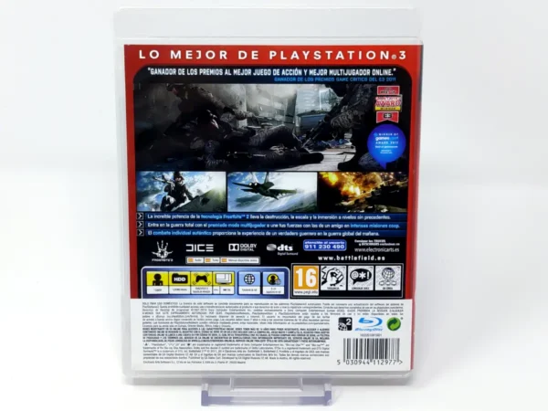 Parte trasera de Battlefield 3 (ESP) (Essentials) para PlayStation 3, edición PAL España