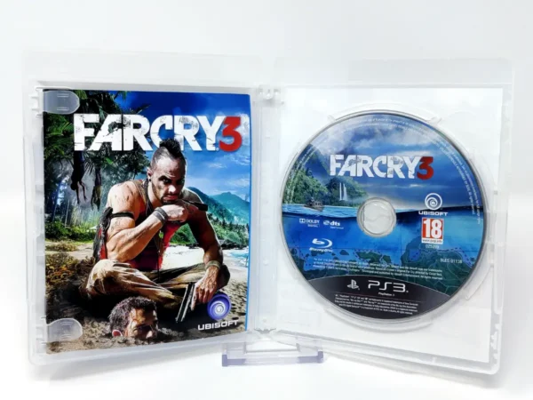 Interior del juego Far Cry 3 (UK) para PlayStation 3 con disco y manual