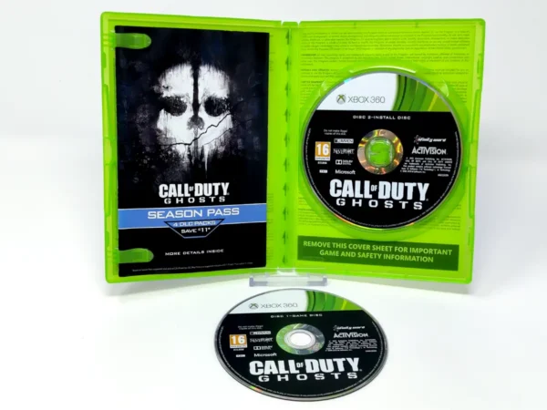 Interior del juego Call of Duty: Ghosts (UK) para XBOX 360 con disco y manual