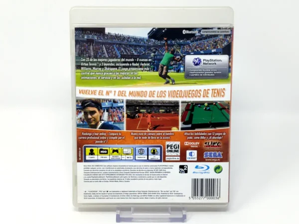 Parte trasera de Virtua Tennis 2009 (ESP) para PlayStation 3, edición PAL España