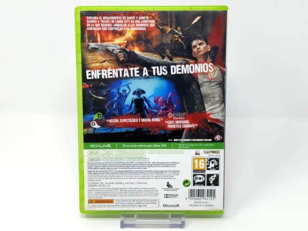 Parte trasera de DmC: Devil May Cry (ESP) para XBOX 360, edición PAL España