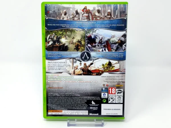 Parte trasera de Assassin's Creed: La Hermandad (ESP) (v2) para XBOX 360, edición PAL España