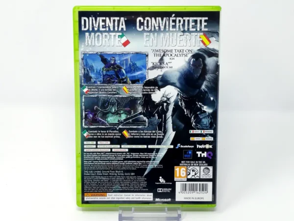 Parte trasera de Darksiders II (ESP) para XBOX 360, edición PAL España