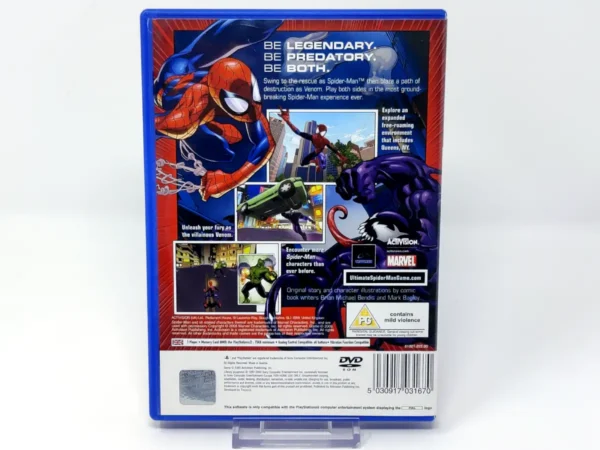 Parte trasera de Ultimate Spider-Man (UK) para PlayStation 2, edición PAL UK