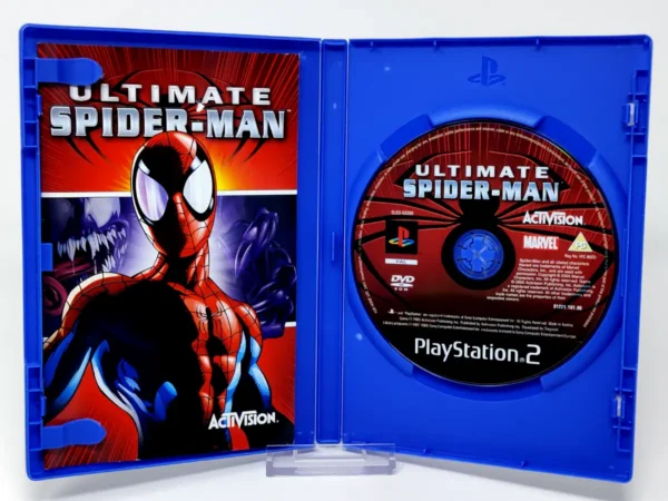 Interior del juego Ultimate Spider-Man (UK) para PlayStation 2 con disco y manual