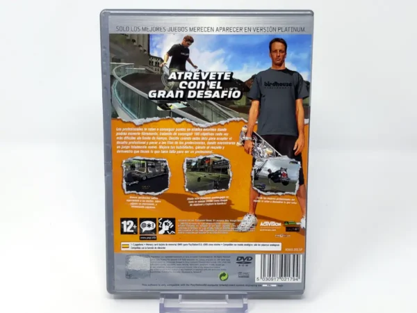 Parte trasera de Tony Hawk's Pro Skater 4 (ESP) (Platinum) para PlayStation 2, edición PAL España