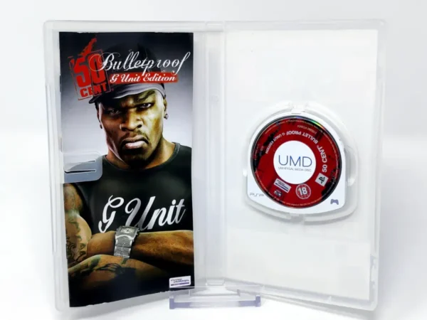 Interior del juego 50 Cent: Bulletproof: G-Unit Edition (ESP) para PSP con disco y manual