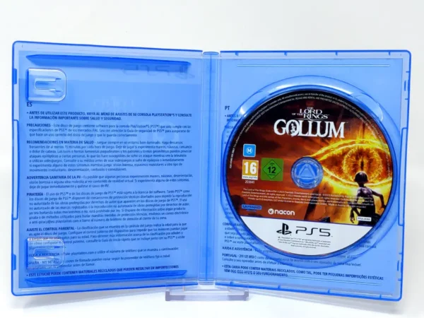 Interior del juego The Lord of the Rings: Gollum (ESP) para PlayStation 5 con disco y manual