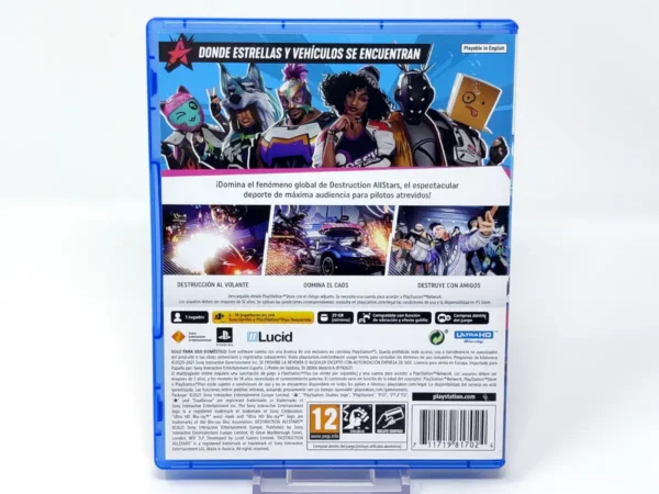 Parte trasera de Destruction AllStars (ESP) para PlayStation 5, edición PAL España