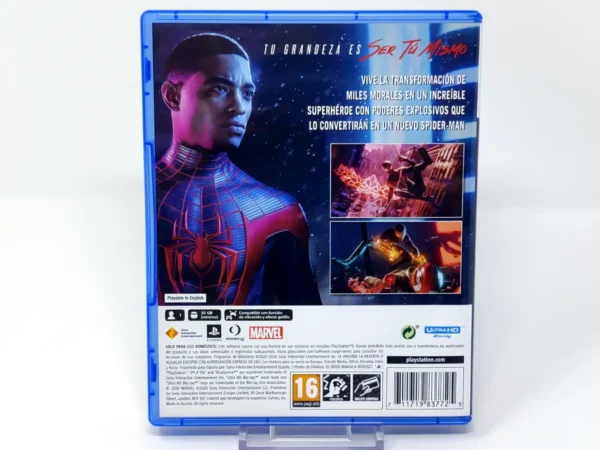 Parte trasera de Marvel Spider-Man: Miles Morales (ESP) para PlayStation 5, edición PAL España