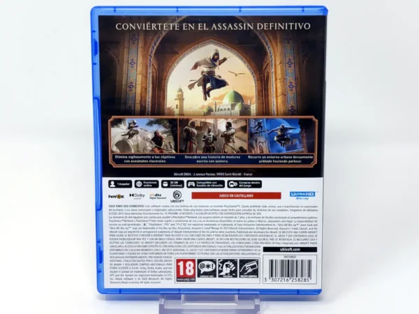Parte trasera de Assassin's Creed: Mirage (ESP) para PlayStation 5, edición PAL España