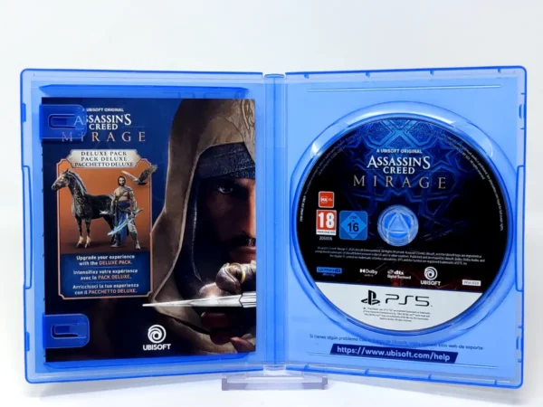 Interior del juego Assassin's Creed: Mirage (ESP) para PlayStation 5 con disco y manual