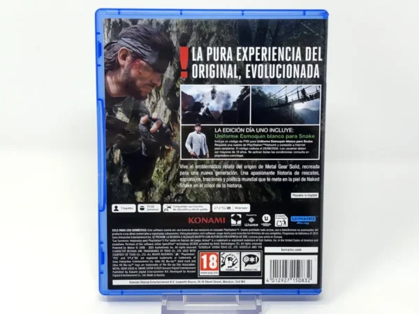 Parte trasera de METAL GEAR SOLID Δ: SNAKE EATER (Day One Edition) (ESP) para PlayStation 5, edición PAL España