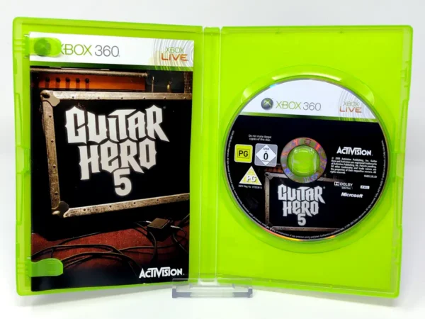 Interior del juego Guitar Hero 5 (EUR) (Rebajado) para XBOX 360 con disco y manual