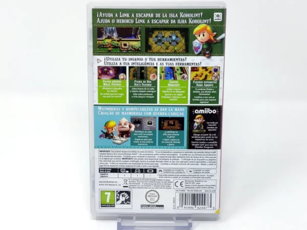 Parte trasera de The Legend of Zelda: Link's Awakening (ESP) para Nintendo Switch, edición PAL España
