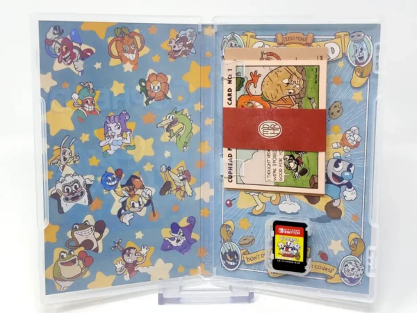 Interior del juego Cuphead (ESP) para Nintendo Switch con disco y manual