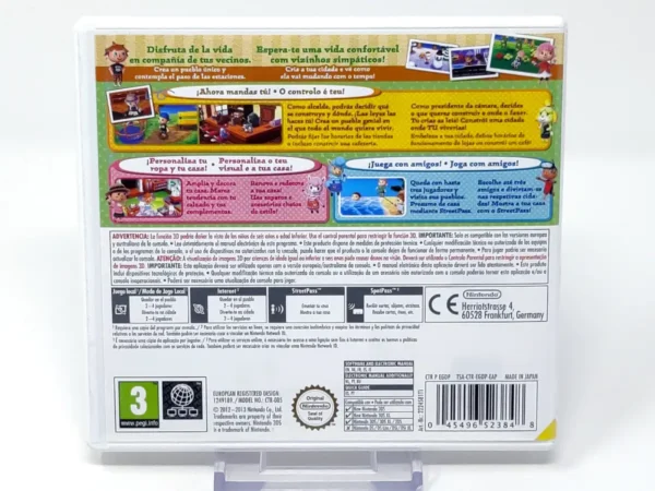 Parte trasera de Animal Crossing: New Leaf (ESP) para Nintendo 3DS, edición PAL España
