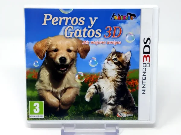 Portada de Perros y Gatos 3D: Mis Mejores Amigos (ESP) para Nintendo 3DS, edición PAL España, de segunda mano